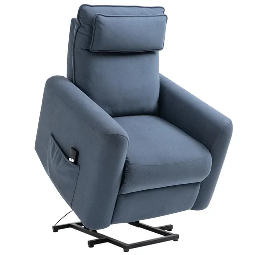 "Riser chair TV chair with electric riser reclining function linen-touch steel blue 85 x 89.5 x 105 cm image"