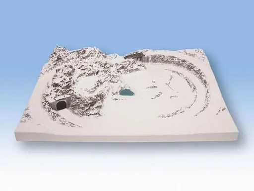 "Ready-made Garmisch terrain - 75.5 x 51 cm, approx. 13 cm high, made of structural hard foam, N gauge, including track plan image"