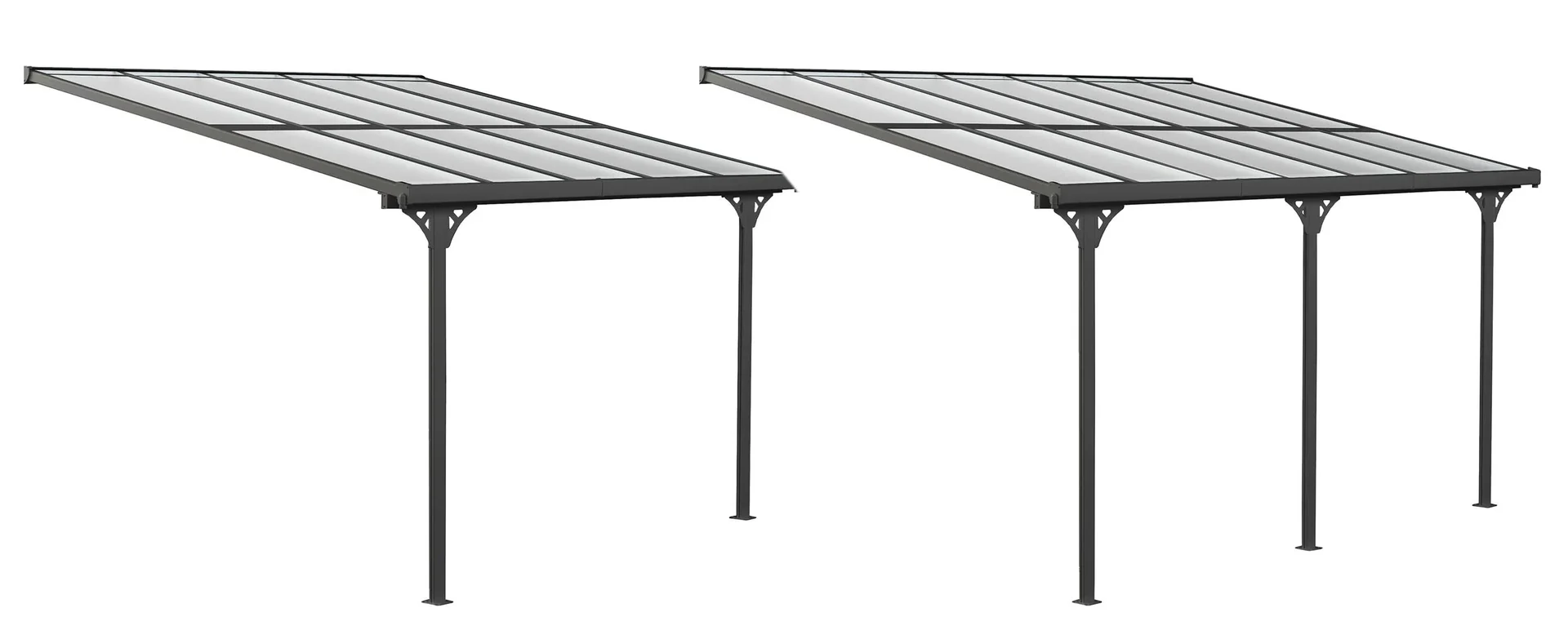 "Terrasoverkapping Bruce 556, 556×300×270 cm, zwart – aluminium met polycarbonaat dak image"