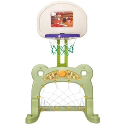 2 in 1 voetbal basketbal basketbalpaal kinderspeelgoed bal groen L61 x B53 x 