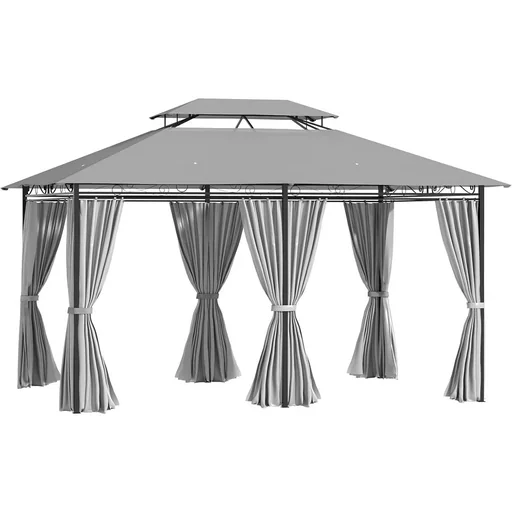 "Garden gazebo - double roof - dark grey - 3 x 4 x 2.65 m image"