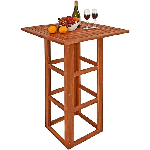 "Bar table made of acacia wood 75x75x110cm with umbrella hole image"