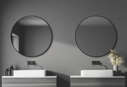 "Decorative wall mirror "Black OROS" - matt Ø 100 cm - high-quality robust aluminum frame in black matt image"