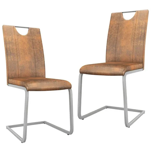 "Dining room chairs 2-seater faux leather brown image"