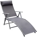 Sun lounger with cushion garden lounger foldable grey