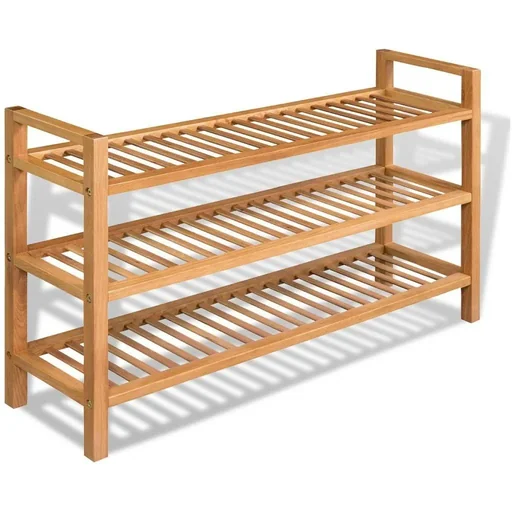 "Shoe rack with 3 shelves 100x27x59.5 cm solid oak image"
