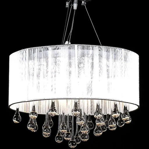 "Maria Theresia chandelier with white organza lampshade image"