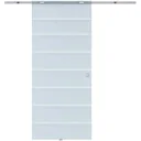 Glass sliding door with stripes