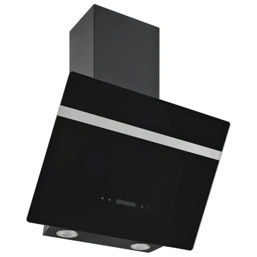 "Wall hood 60 cm made of stainless steel and tempered glass black image"
