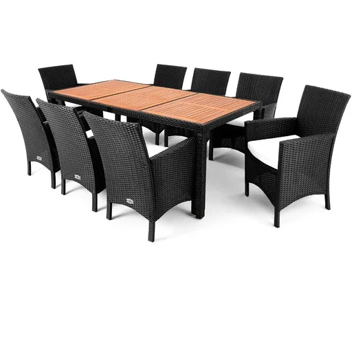 "Palermo 17-piece polyrattan seating set - Black acacia wood image"