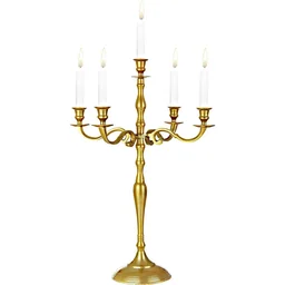 Kandelaar 5-armig 78cm aluminium vernikkeld goud