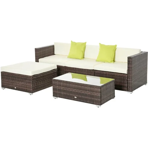 "Garden furniture lounge set 5-piece with side table rattan look image"