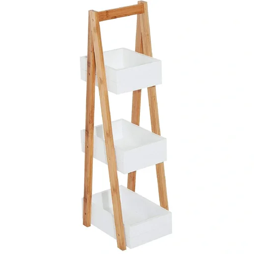 "Bathroom shelf, stair shelf, 3 levels, white, L21 x W30 x H81 cm image"