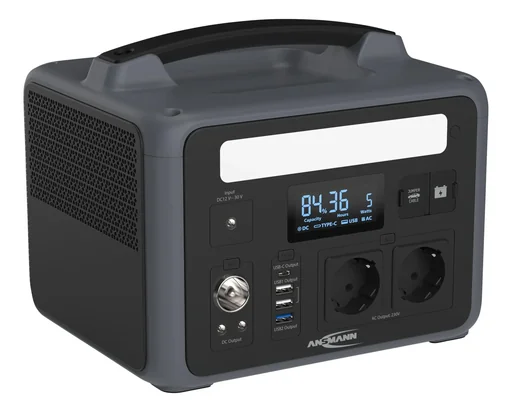 "Power station with LED lamp, AC sockets, car socket and USB, 600 watts image"