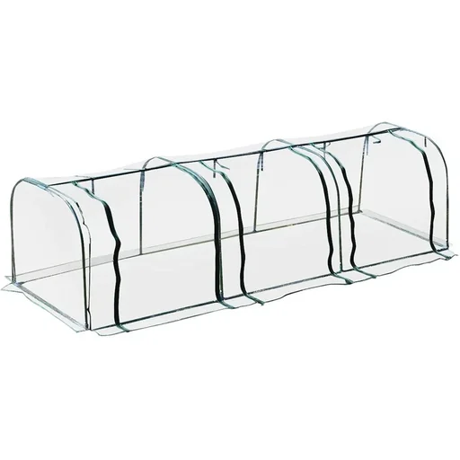 "Polytunnel with 3 doors transparent/dark green image"