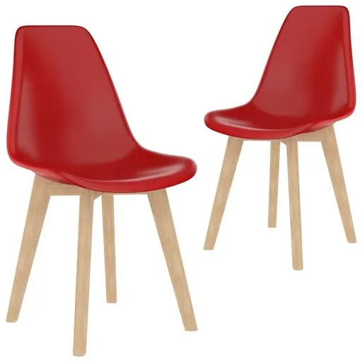 "2-piece dining room chairs, red plastic image"