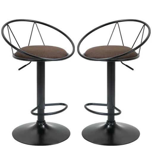 "Set of 2 bar stools, swivel chairs, bar stools, work stools, office stools, adjustable height, 360° swivel with non-slip rubber image"