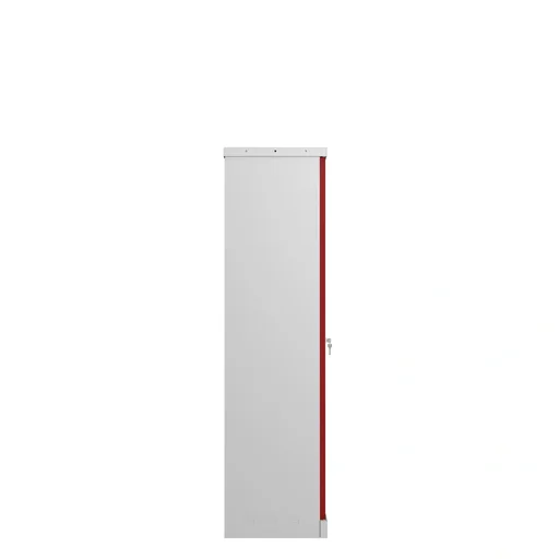 "SCL series steel storage cabinet with 2 doors and 3 shelves with key lock, grey-red image"