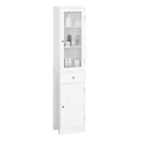 Bathroom cabinet, bathroom cabinet, display cabinet, kitchen cabinet with drawer, shelves, MDF, acrylic, 40 x 27 x 171.5 cm, white