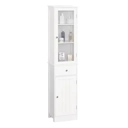 Badkamerkast, kast voor de badkamer, vitrinekast, keukenkast met lade, planken, MDF