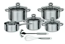 11-piece Silver Star cookware set with ladle and whisk