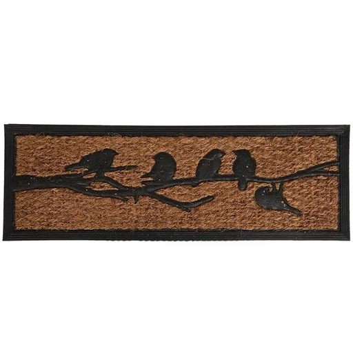 "Doormat rubber/coconut birds on branch, 75 x 25 x 0.9 cm image"