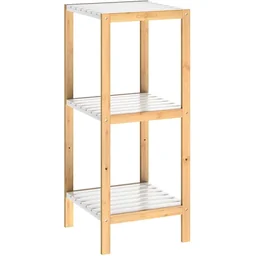 Badkamerkast - bamboe - 3 legplanken - 80 x 34 x 33cm - wit