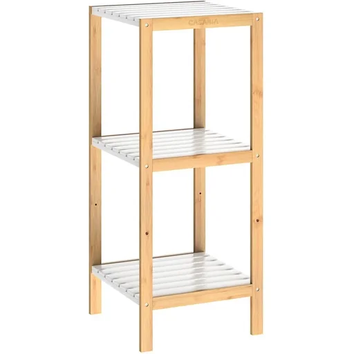"Bathroom cabinet - Bamboo - 3 shelves - 80 x 34 x 33 cm - White image"