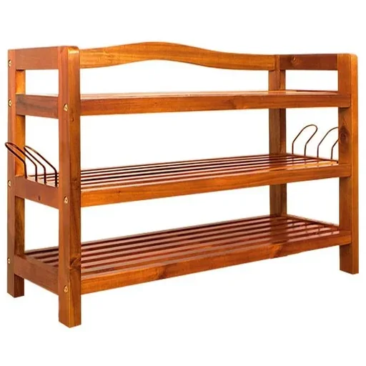 "Acacia shoe rack 3 levels image"