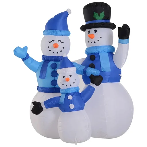 "LED snowman family inflatable white/blue image"