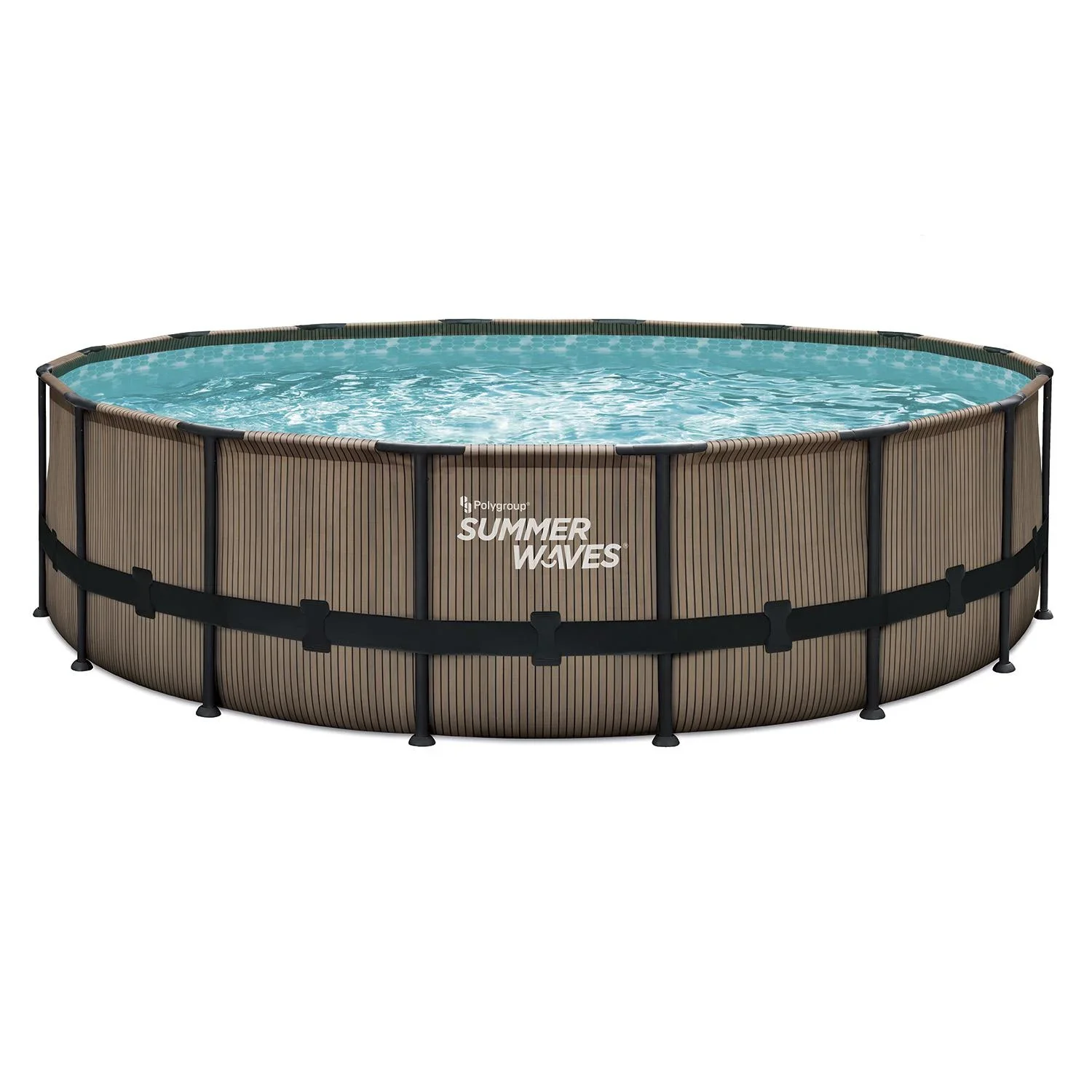 Summer Waves Elite Frame Pool Ø488 x 122 cm, Teak-look