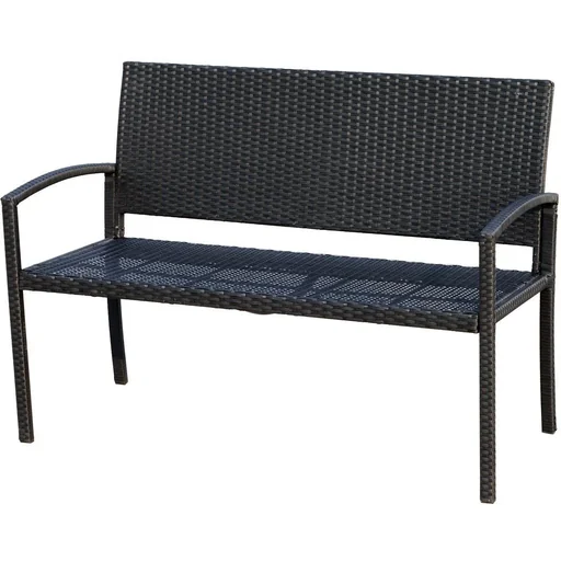 "Polyrattan garden bench 2-seater steel black image"