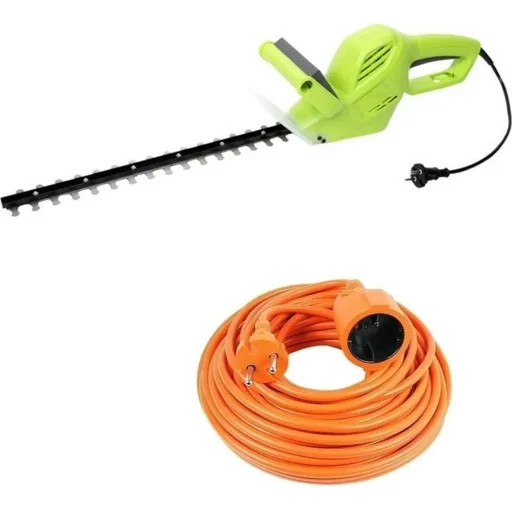 "Electric garden hedge trimmer - 500 watts - 1500 rpm - blade length 410 mm + INCL. Vekto extension cable 10 meters image"