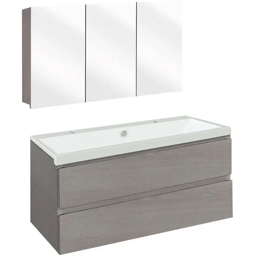 "Concept bathroom furniture with mirror cabinet 100cm - grey/white image"