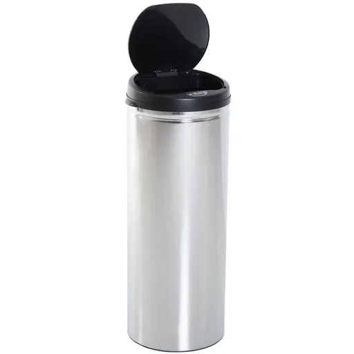 "Stainless steel trash can 50L automatic sensor IR with inner bucket round image"