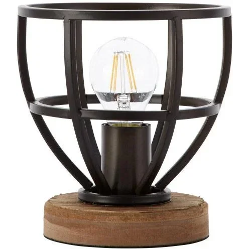 "Table lamp Matrix XS nationwide metal mat wood black 40W E27 image"