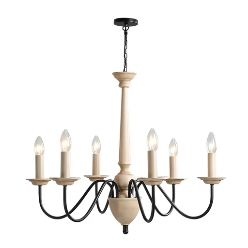 "Chandelier hanging lamp 6-light pendant lamp with glass royal traditional classic with 6 arms, steel, black+Ho image"