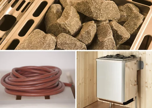 "Sauna heater set 8 - 5.4 kW compact with heater connection cable image"