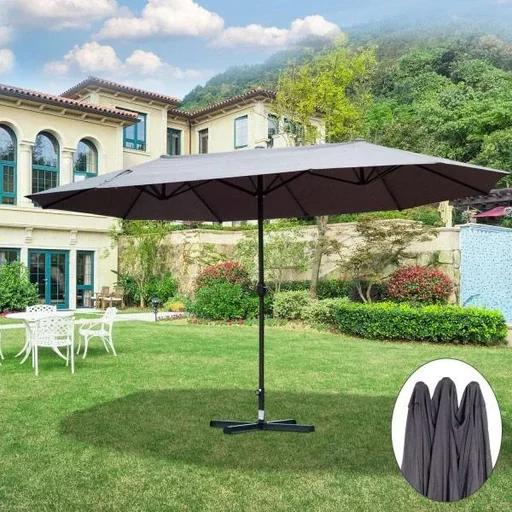 "Parasol garden umbrella market umbrella double parasol patio umbrella with hand crank oval image"