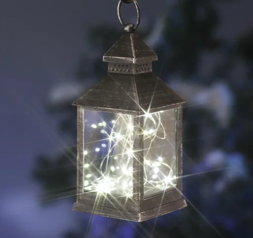 "Lantern with mini string of lights image"