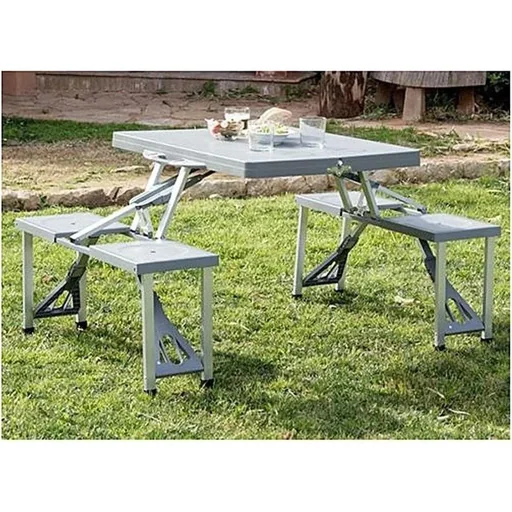 "Folding Picnic Table - 84cm x 66cm x 134cm - Grey image"