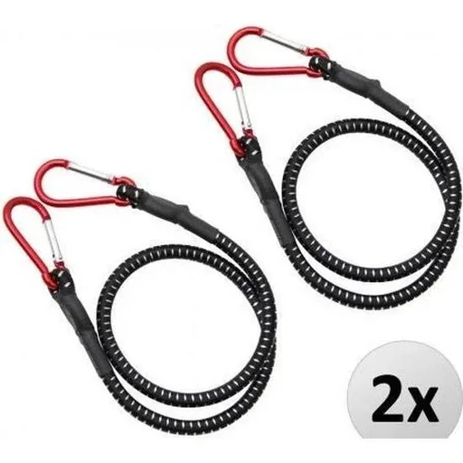 "Quick release straps with carabiner 2 pieces - 100 x 1cm black white red image"