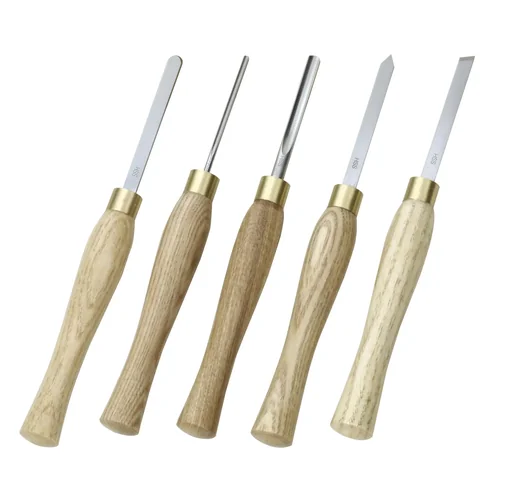 "HSS turning chisel set in a wooden box (5 pieces) image"