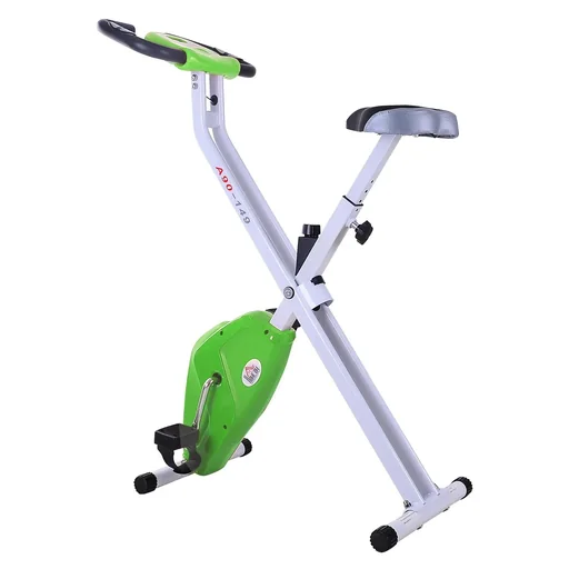 "Exercise bike with LCD monitor, green image"