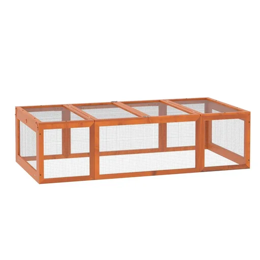 "Dwarf rabbit hutch with outdoor enclosure, small animal hutch, solid wood, multifunctional, orange, 180 x 90 x 48 cm image"