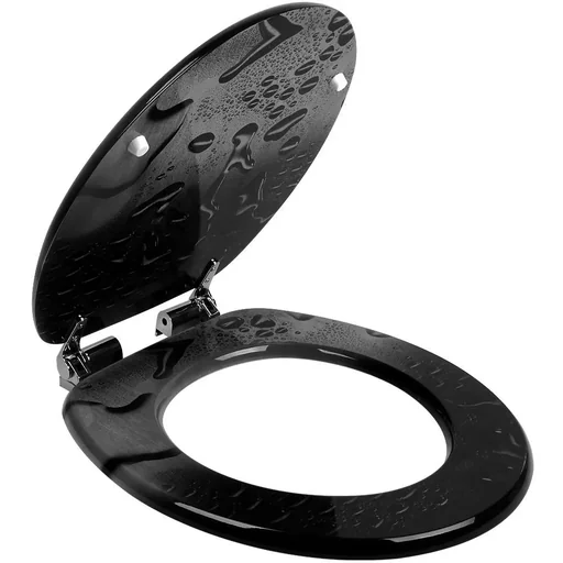 "Waterdrops toilet seat with soft-close mechanism and stainless steel hinges image"