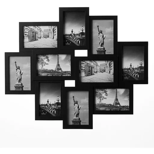 "Photo frame collage black for 10 photos (10x15) - HxW 59x50cm image"