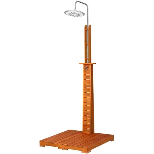 "Garden shower - eucalyptus wood - 210 cm - shower head Ø20 cm image"