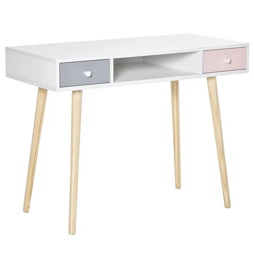 "Children's desk with drawer, multicolored, children's table with pine fish legs, 100 x 48 x 76.5 cm image"