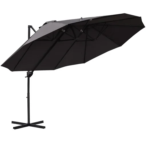 "Parasol cantilever parasol double parasol with crank adjustable garden parasol sun protection metal dark grey 440 x 270 x 2 image"